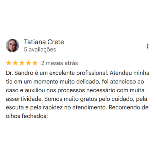 Depoimento Google Dr. Sandro Cesar
